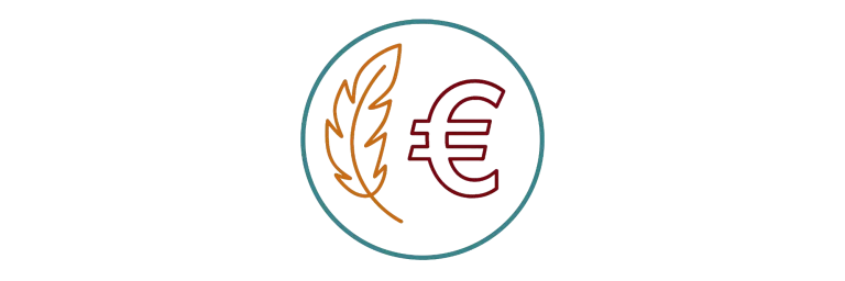 Icon mit Feder und Eurozeichen – steht für faire Preise und finanzielle Transparenz