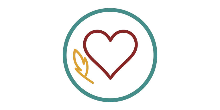 Herzsymbol mit goldener Feder – Ausdruck von Herzlichkeit, Wärme und Empathie